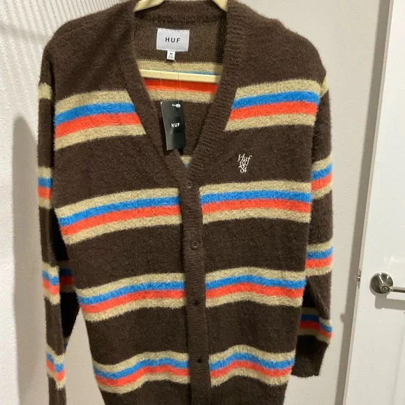 HUF Brown Striped Cardigan - Picture 4 of 7